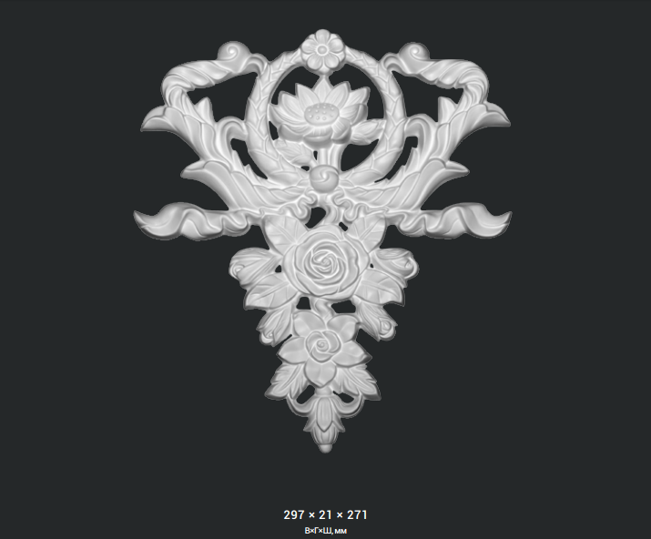 Орнамент декоративный элемент Европласт полиуретан 1.60.037 - 297*21*271 мм
