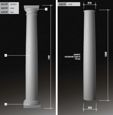 База колонны фасада Европласт полиуретан 4.43.101 - 120*296*296 мм