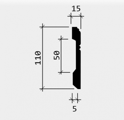 Гибкий напольный плинтус Европласт полиуретан 1.53.103 - 2000*110*15 мм