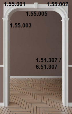 Обрамление дверного проема и арок Европласт полиуретан 1.55.003 - 53*43*134 мм